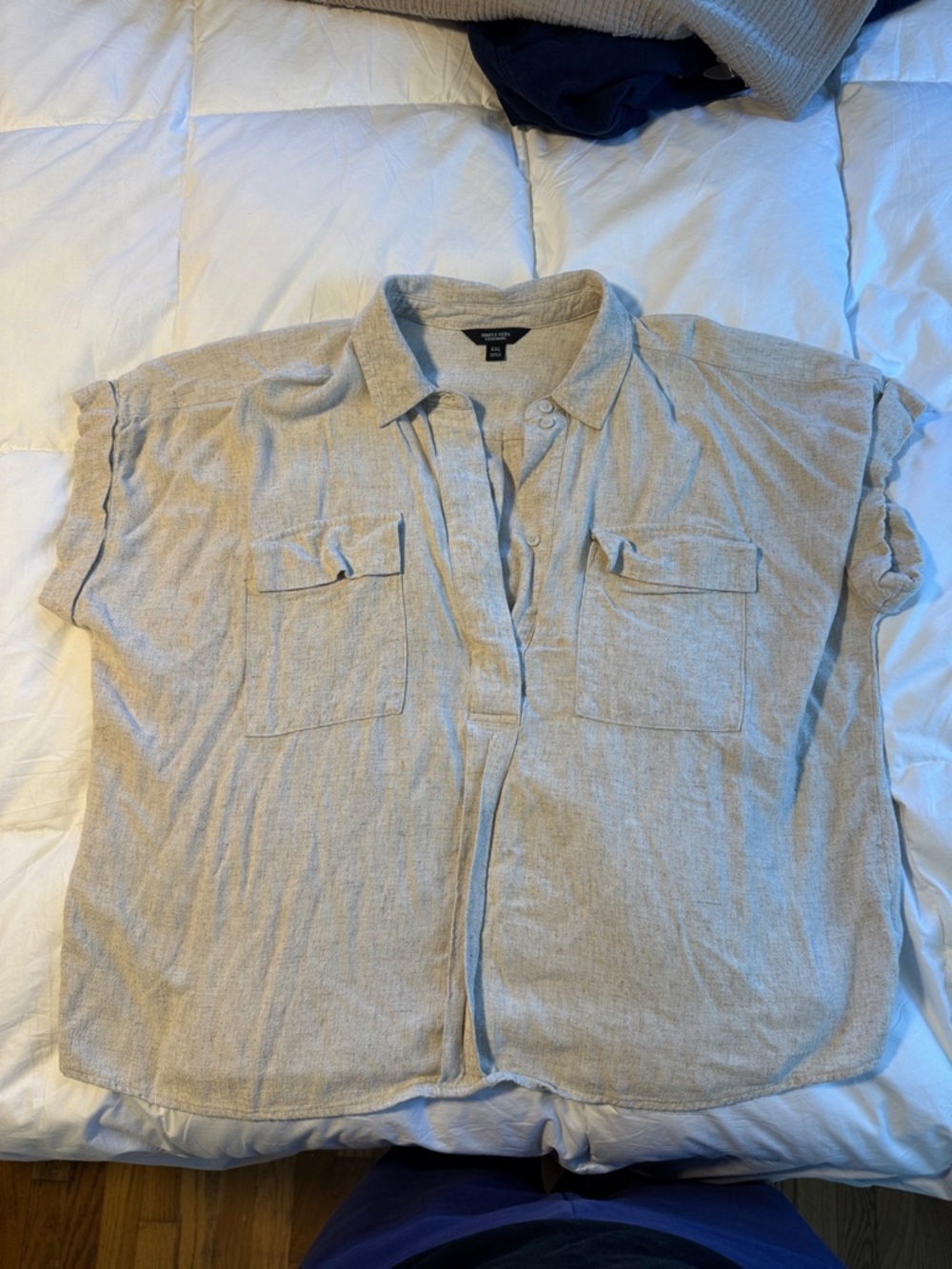 Simply Vera Vera Wang Beige Button-Up Linen Shirt